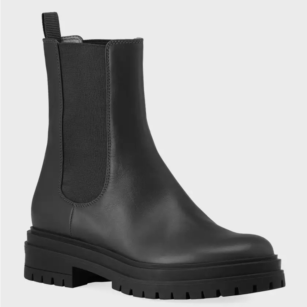 Gianvito Rossi Chester Chelsea Boots, Black Leather, Sz 37.5